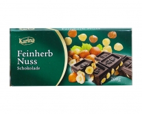 Фото продукта:Шоколад черный с фундуком Karina Feinherb Nuss DARK, 200 г