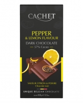 Фото продукта:Шоколад Cachet черный с черным перцем и ароматом лимона 57%, 100 г