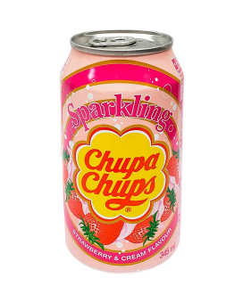 Фото продукту: Напій соковмісний безалкогольний газований Sparkling Chupa Chups Strawberry & Cream, 345 мл