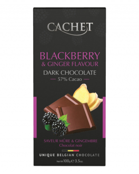Шоколад Cachet черный с ароматом ежевики и имбиря 57%, 100 г