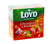Фото продукта:Чай фруктовый Клубника-ревень LOYD Strawberry & Rhubarb, 40 г (20шт*2г)