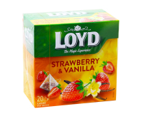 Фото продукта:Чай фруктовый Клубника-ваниль LOYD Strawberry & Vanilla, 40 г (20шт*2г)