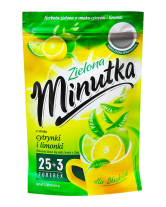 Фото продукту:Чай зелений Minutka з лимоном та лаймом у пакетиках, 36,4 г (28шт*1,3г)
