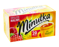 Фото продукту:Чай чорний Minutka зі смаком малини в пакетиках, 28 г (20шт * 1,4 г)