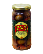Фото продукту:Асорті з оливок Мансанілья та маслин Каламата з кісточкою, 240 г (скляна ...