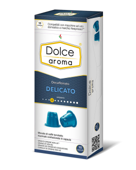 Фото продукту: Кава в капсулах Dolce Aroma Delicato Decaffeinato Nespresso (без кофеїну), 10 шт