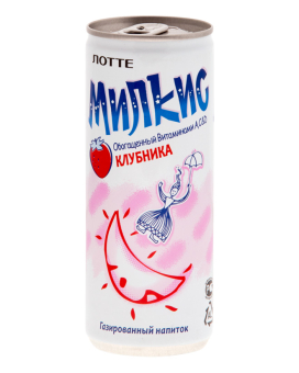 Фото продукта: Напиток молочный безалкогольный газированный Милкис Клубника ЛОТТЕ, 250 мл (Milkis Strawberry LOTTE)