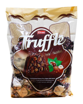 Фото продукта: Конфеты шоколадные с ореховим кремом и хрустящим рисом Elvan Truffle Hazelnut, 1 кг