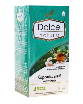 Фото продукту: Чай зелений "Dolce Natura" Королівський жасмин, 2г*25 шт (ароматизований чай у пакетиках)