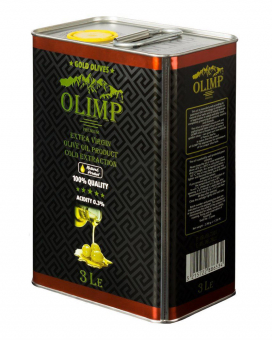 Фото продукту: Олія оливкова першого віджимання Extra Virgin Olive Oil Gold Extraction OLIMP BLACK LABEL, 3 л