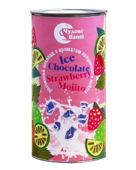 Фото продукта: Горячий шоколад Чудові напої Ice Chocolate Strawberry Mojito с ароматом клубничного мохито, 200 г (тубус)