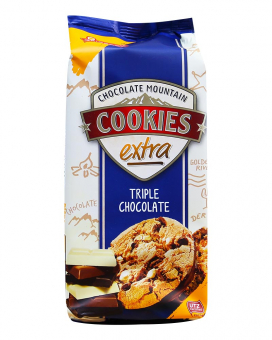 Фото продукта: Печенье с черным, белым и молочным шоколадом Griesson Chocolate Mountain Cookies Extra Triple Chocolate, 200 г