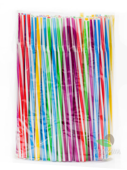 Фото продукту: Трубочка фреш кольорова, кручена, з гофрою, d8, 25см, 100шт