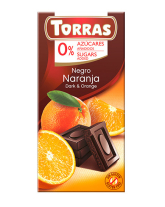 Фото продукту:Шоколад чорний без цукру, без глютену TORRAS з апельсином 52%, 75 г