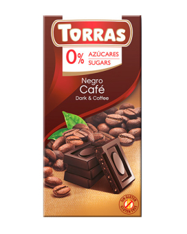 Фото продукта: Шоколад черный без сахара, без глютена TORRAS с кофе 52%, 75 г