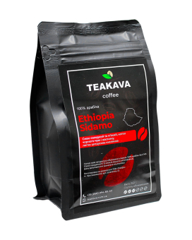 Фото продукта: Кофе в зернах Teakava Ethiopia Sidamo, 250 г (моносорт арабики)