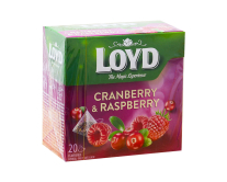 Фото продукта:Чай фруктовый Клюква-малина LOYD Cranberry & Raspberry , 40 г (20шт*2г)