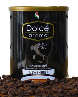 Фото продукта: Кофе молотый Dolce Aroma 100% Arabica, 250 г (ж/б)