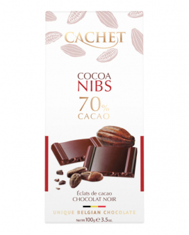 Шоколад Cachet экстра черный с какао-бобами 70%, 100 г