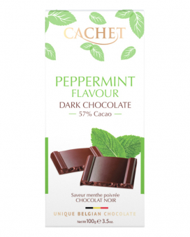Фото продукта: Шоколад Cachet черный с ароматом мяты 57%, 100 г